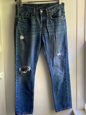 Levi's 501 T Tapered Women's Denim Button-Fly Blue Jeans 100% cotton